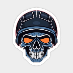 Blue Skull with Blue Helmet Magnet