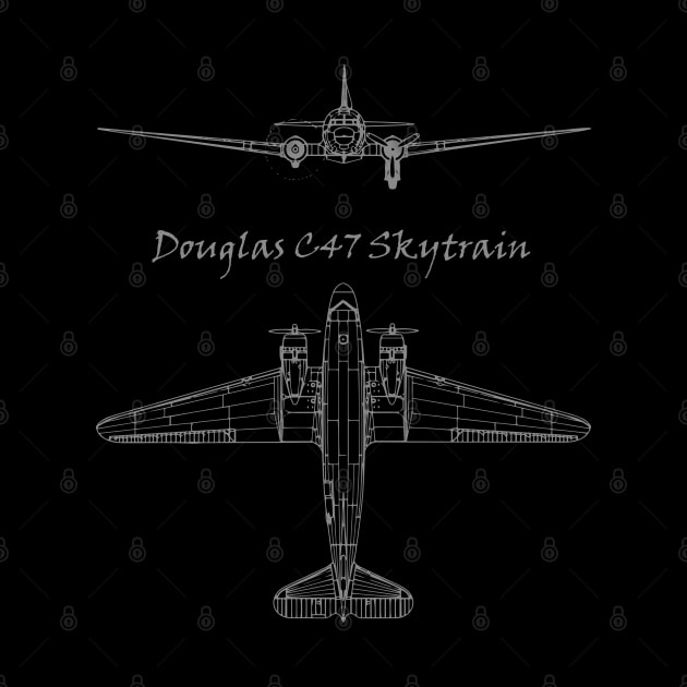 Douglas C-47 Skytrain Airplane Blueprint by Mandra