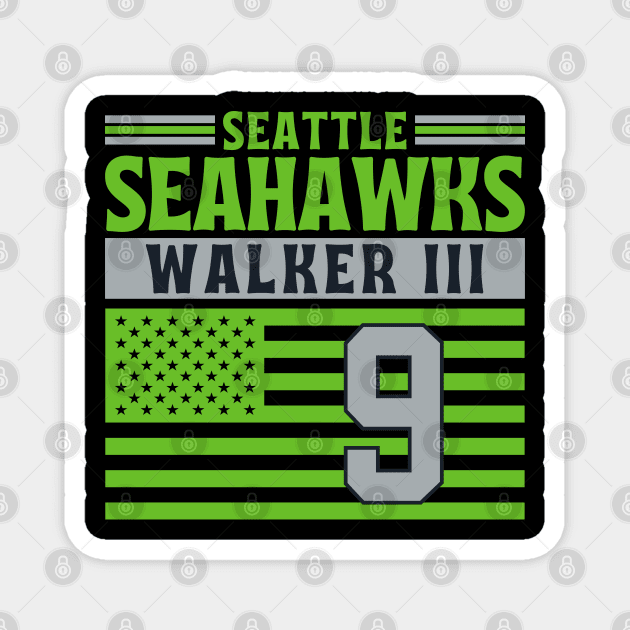 Seattle Seahawks Walker III 9 American Flag Football Magnet by Astronaut.co