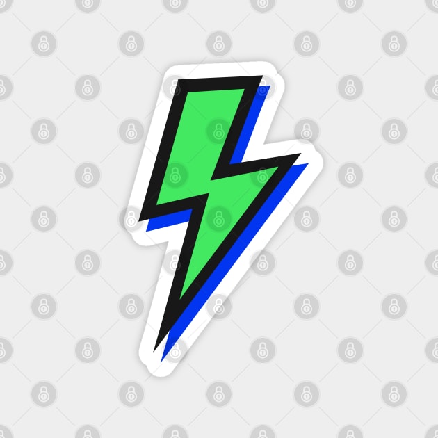 Lightning Green and Blue Magnet by OneThreeSix