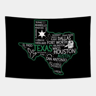 Austin Texas cute map San Antonio El Paso Dallas Laredo Waco TX state Tapestry