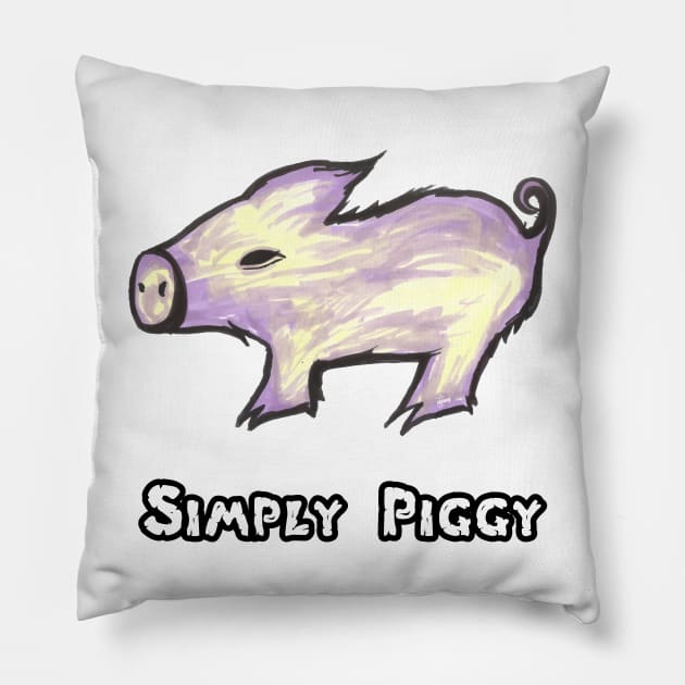 Cute Cool Funny Simply Piggy Drawing Gift Pillow by Olloway
