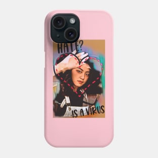 Hate is a Virus (Asian girl inside dotted heart) Phone Case