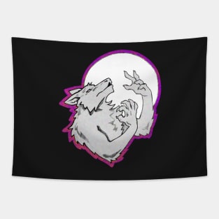 Halloween Howling Werewolf B&W Tapestry