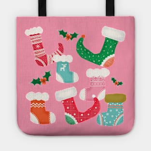 Retro Christmas stockings Tote