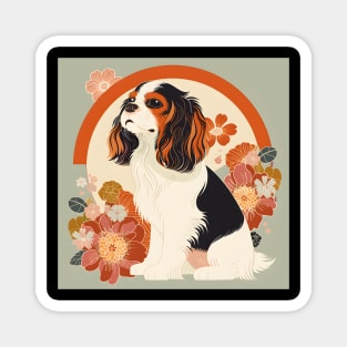 70s Japanese Spaniel Vibes: Pastel Pup Parade Magnet