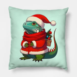 Cute Christmas Iguana Santa Pillow