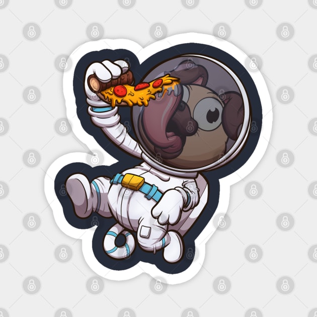 Astronaut Pug Eating Pizza Slice Magnet by TheMaskedTooner