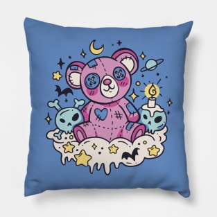 Cute and Creepy Teddy Bear Cartoon Pillow