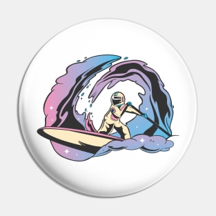 Surfing Astronaut Pin