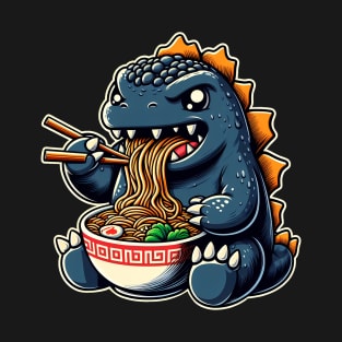 Cute Godzilla eating Ramen T-Shirt