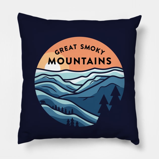 Great Smoky Mountains Pillow by smalltownnc