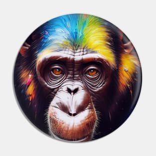 Chimpanzee Ape Animal Discovery Adventure Nature Planet Earth Paint Pin