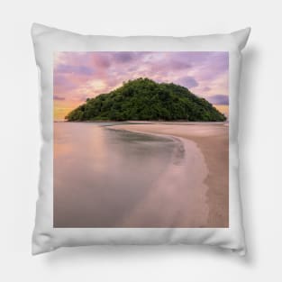 Tropical island and paradise beach at sunset Pillow