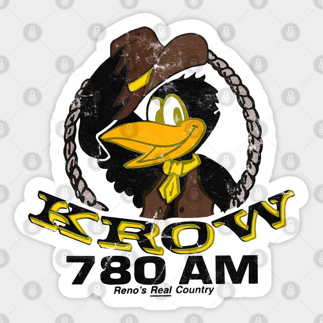 Reno 780 KROW / Defunct 80s Country Radio Station Logo - Radio Station - Sticker