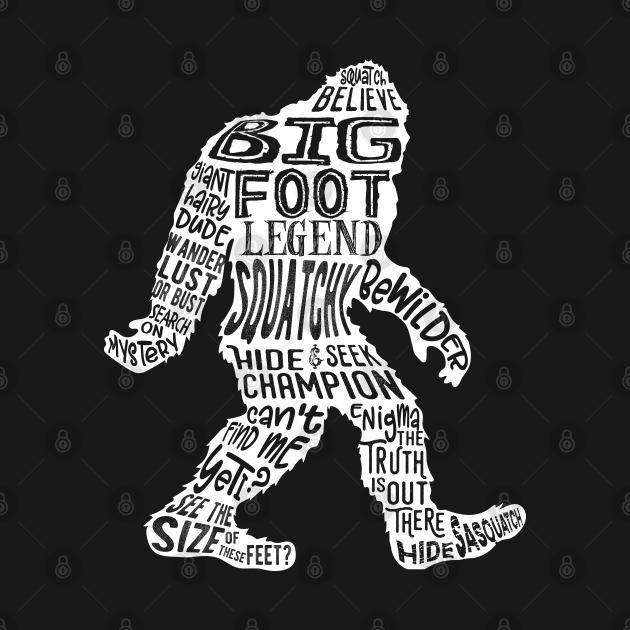 Disover Bigfoot, Sasquatch Word Cloud - Bigfoot - T-Shirt