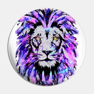 Pink Lion Artwork - Purple Lion - Wildlife - Big Cat Pin