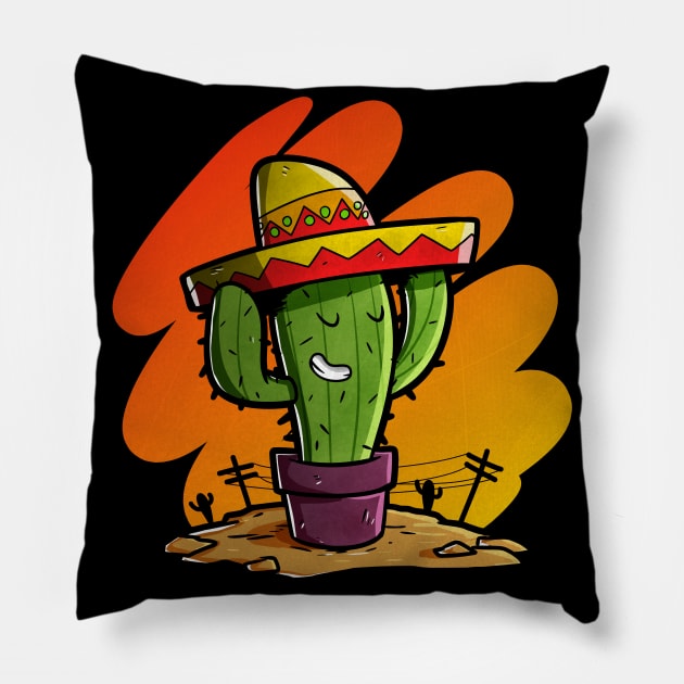 Mexican Cactus Pillow by A Comic Wizard