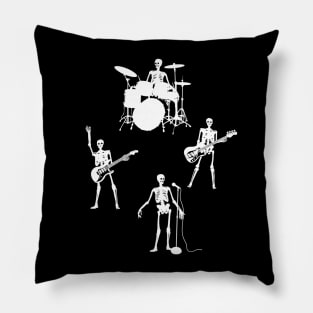 Skeleton Band - Music Tee (Guitar, Bass, Drums, Vocals) Gifts For Musicians Pillow