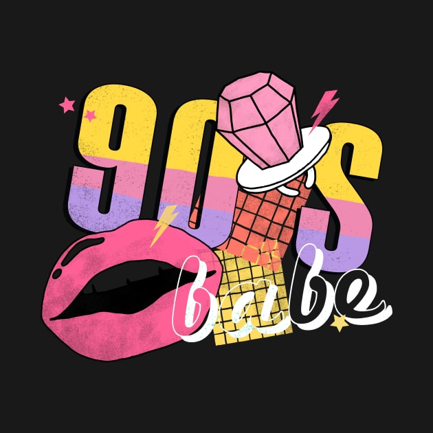 90s Babe Retro Groovy Design by Teewyld