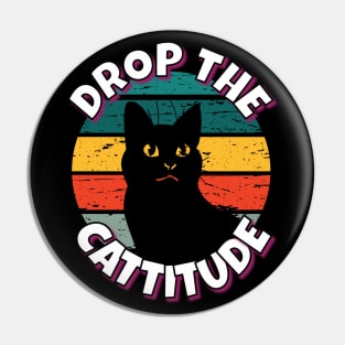 Crop The Cattitude Black Cat Pin