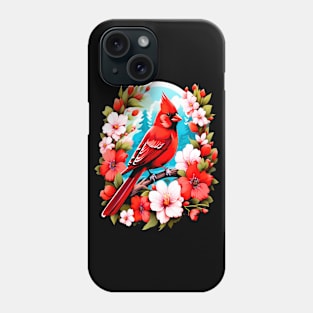 Cute Northern Cardinal Surrounded by Vibrant Spring Flowers Phone Case