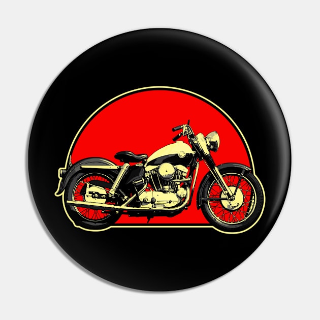 1957 Harley-Davidson Sportster Retro Red Circle Motorcycle Pin by Skye Bahringer