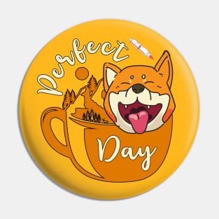 Shiba Inu Coin With Coffee Outdoor Camping Hiking Dog Lover Pin