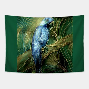 GREEN BLUE EXOTIC PARROT BOTANICAL PALM JUNGLE TROPICAL POSTER PRINT Tapestry