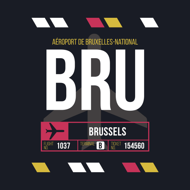 Brussels (BRU) Airport Code Baggage Tag by SLAG_Creative