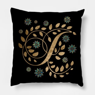 Luxury Golden Calligraphy Monogram with letter J Pillow