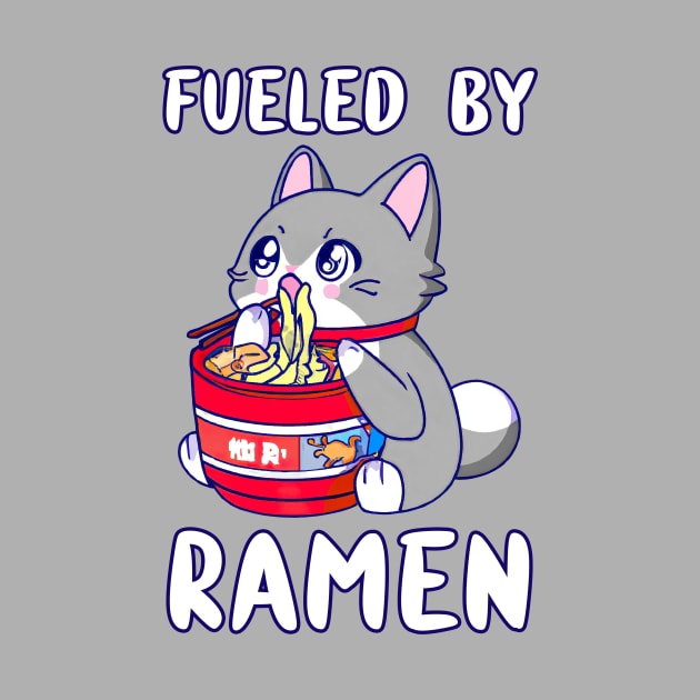 Fueled By Ramen, Kawaii Cat Shirt, Anime Kitten T-Shirt, Nerd Cat Shirt, Anime Cat Apparel, Kawaii Animal Gift, Kawaii Cat T-Shirt, Korean Noodle Shirt, Kawaii Anime Shirt, Cat Ramen T-Shirt, Cute Asian Food Tee, Ramen Kitten Tees, Ramen Cat Clothing by GraviTeeGraphics