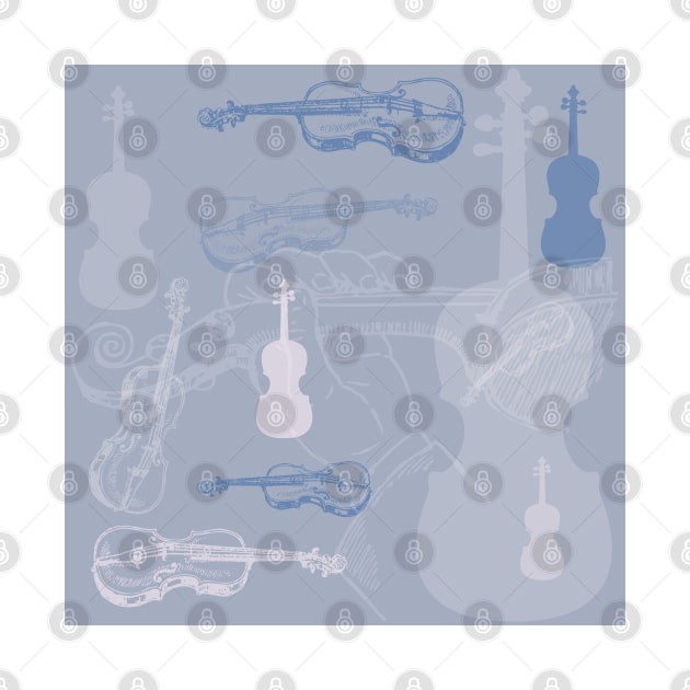 Violin Pattern in blue and grey tones by Ric1926