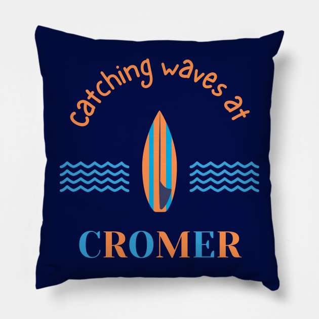 Cromer Norfolk Surfer Pillow by MyriadNorfolk