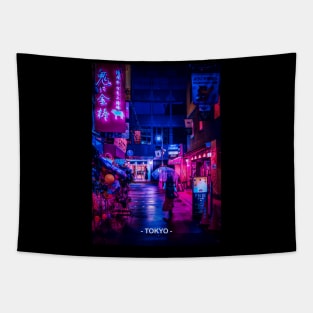 Tokyo Street Neon Synthwave Tapestry