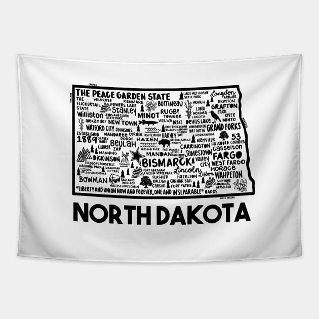 North Dakota Map Tapestry by fiberandgloss