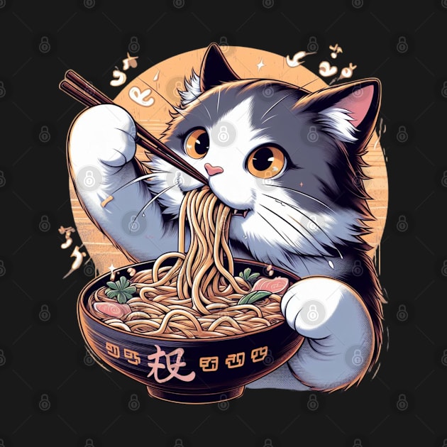 Cute Anime Ramen Cat by Malus Cattus