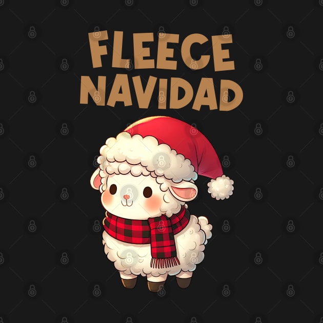 Fleece Navidad Cute Christmas Sheep by Takeda_Art