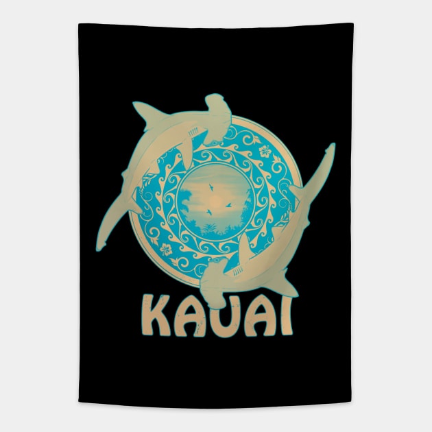 Kauai Scalloped Hammerhead Sharks Tapestry by NicGrayTees