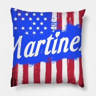 American Flag Martinez Family Gift For Men Women, Surname Last Name Pillow