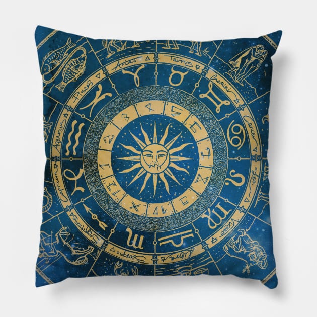 Hand Drawn Zodiac Chart | Galaxy Pillow by visionarysea