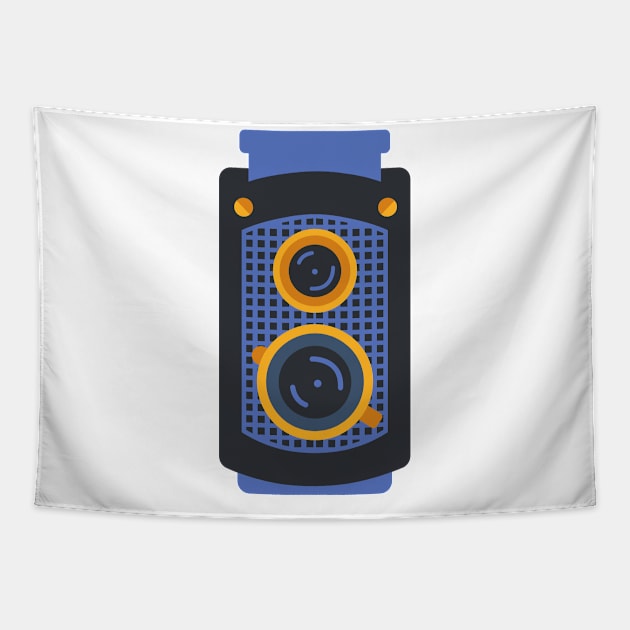 Whimsical retro TLR camera Tapestry by chris@christinearnold.com