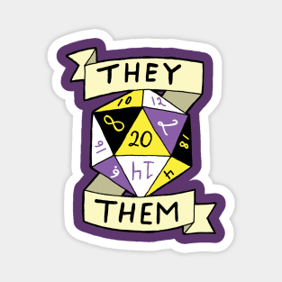 LGBTQIA+ Nonbinary They Them d20 TTRPG Pronoun Dice Magnet