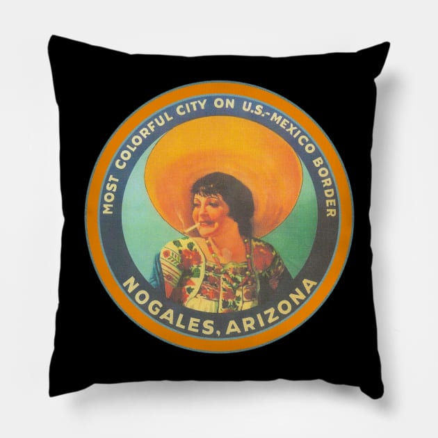 Nogales, AZ The Most Colorful City on the U.S. Mexico Border Pillow by Nuttshaw Studios