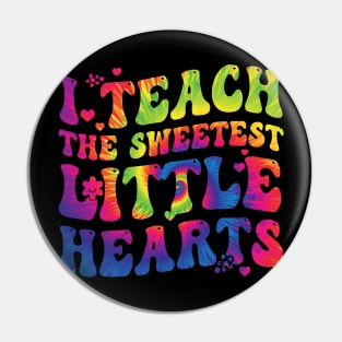 I Teach The Sweetest Hearts Groovy Tie Dye Valentines Day Pin