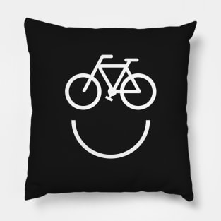 Smiling bicycle face, white bicycle smiley Pillow