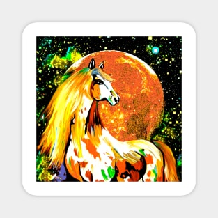 Autumn Horse Orange Harvest Moon Oil painting Magnet