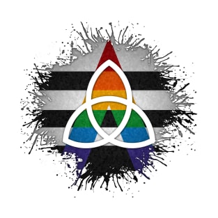 Paint Splatter LGBT Ally Pride Flag Triquetra Symbol T-Shirt