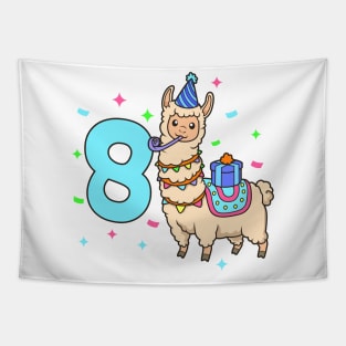 I am 8 with Lama - kids birthday 8 years old Tapestry