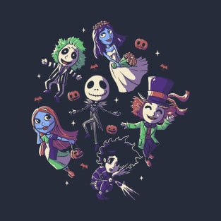 Burtons Halloween Funny Cute Spooky Characters T-Shirt